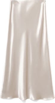 MANGO Bias Cut Satin Midi Skirt