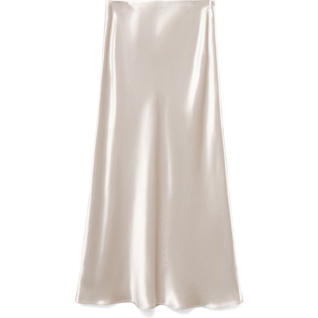 Mango Bias Cut Satin Midi Skirt In Silver