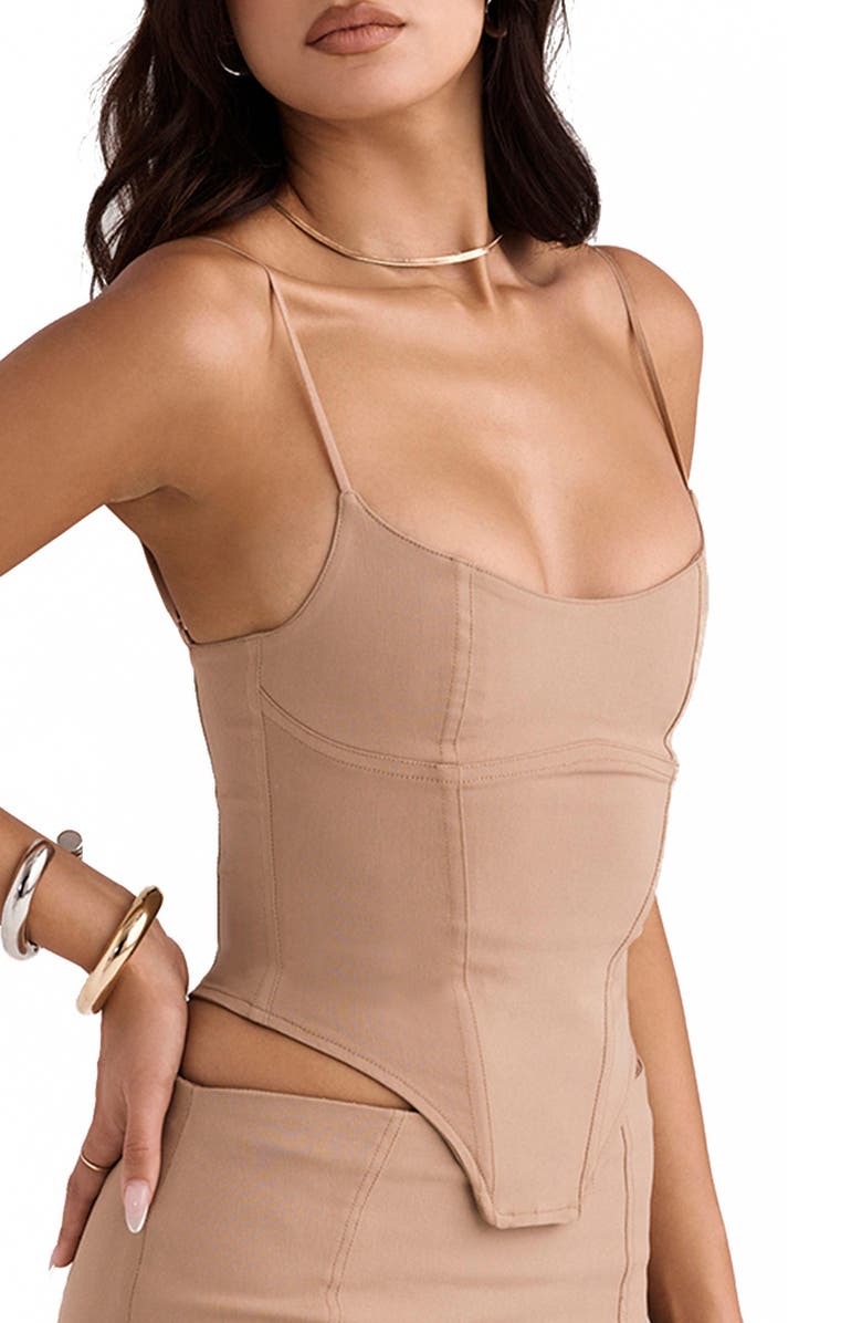 HOUSE OF CB Flavia Sculpting Corset Top, Alternate, color, Beige