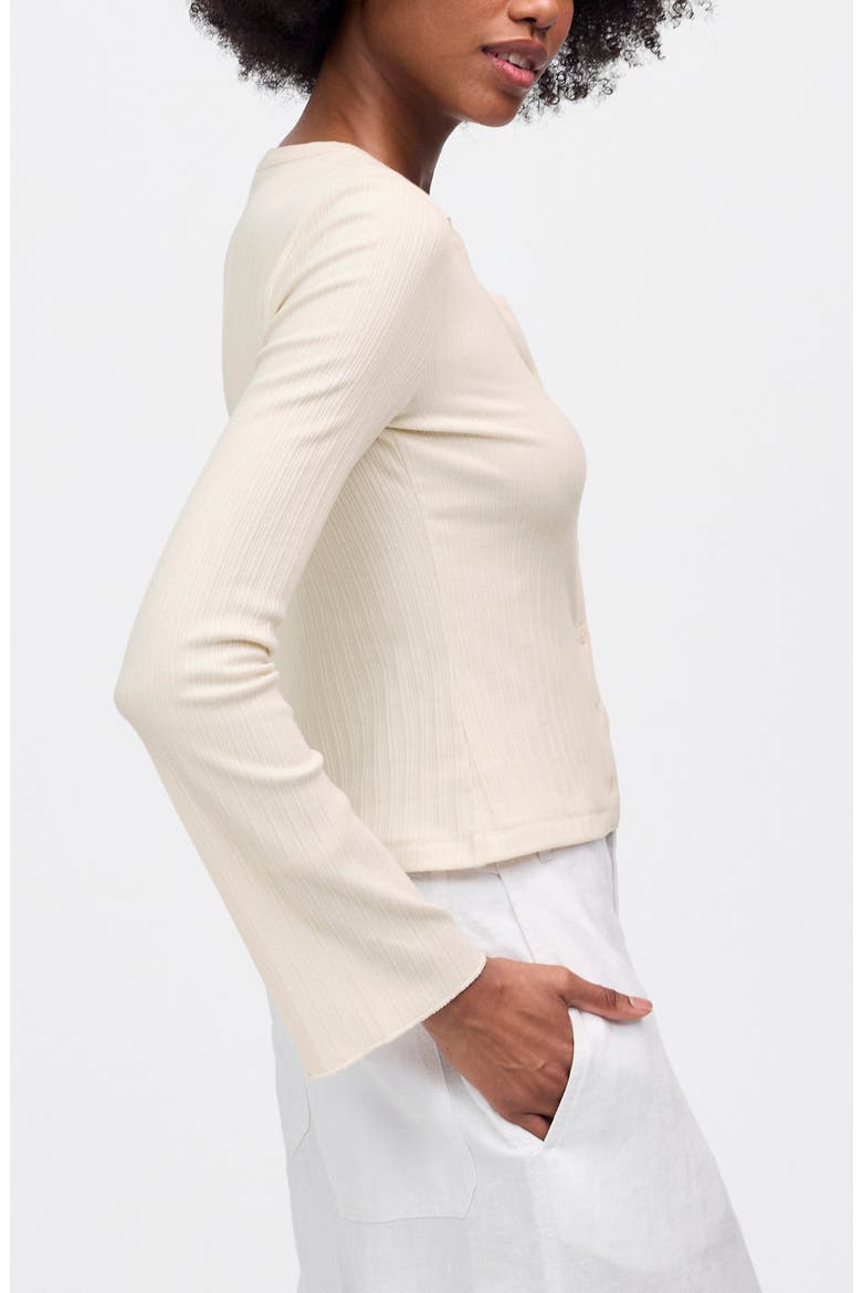 Flare Sleeve Cotton Cardigan, Alternate, color, LIGHT CREAM