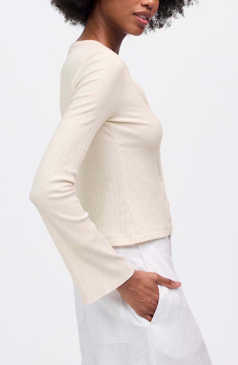 Madewell Flare Sleeve Cotton Cardigan, Alternate, color, Light Cream