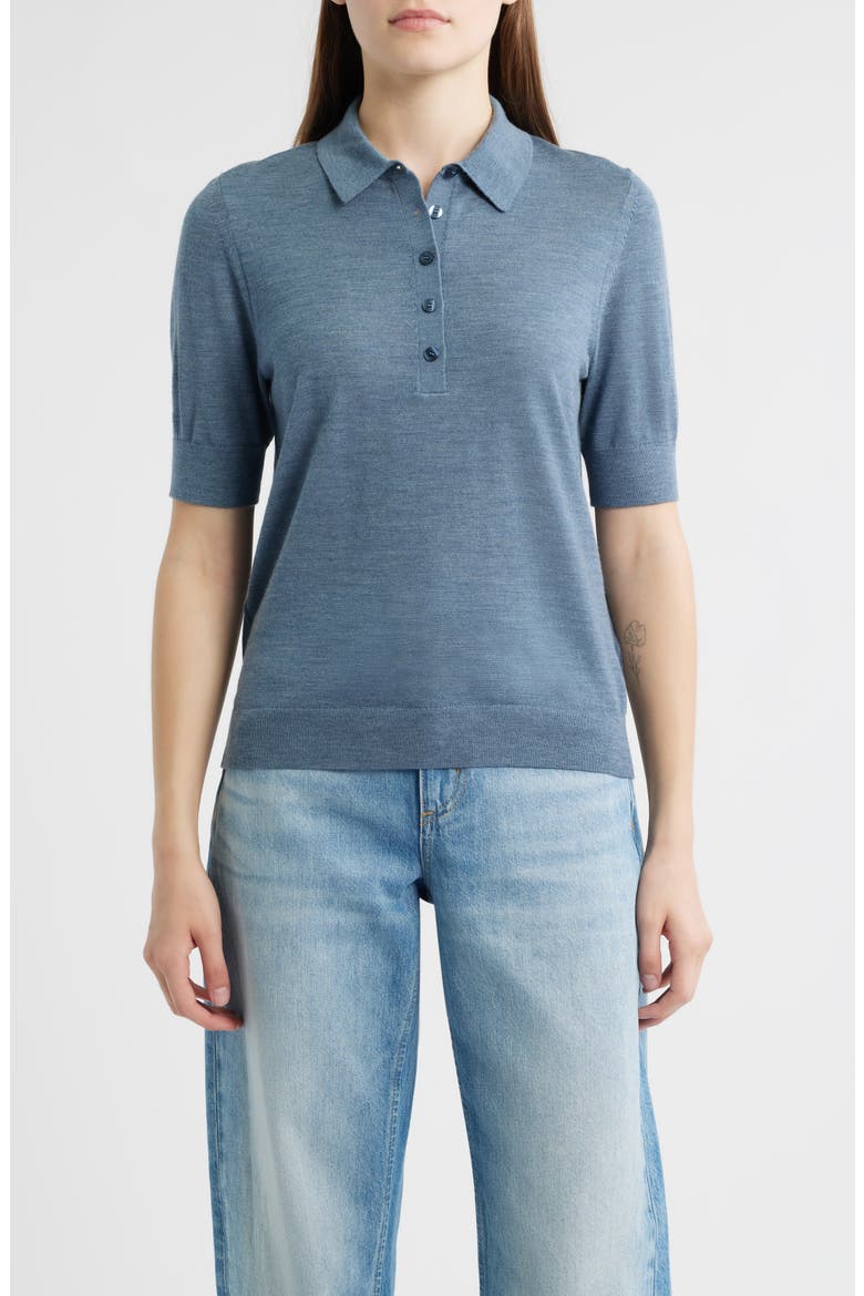 Fidenka Virgin Wool Polo Sweater, Main, color, TANZANITE
