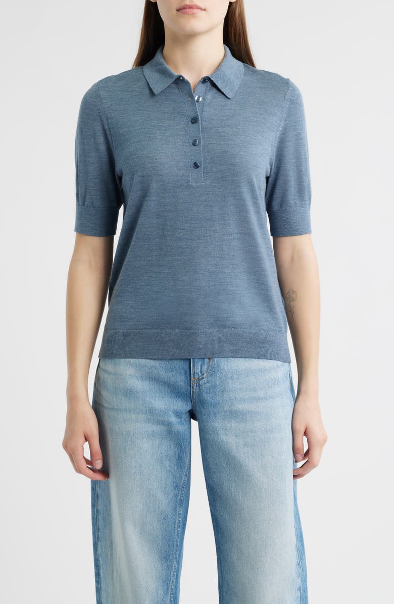 BOSS Fidenka Virgin Wool Polo Sweater, Main, color, Tanzanite