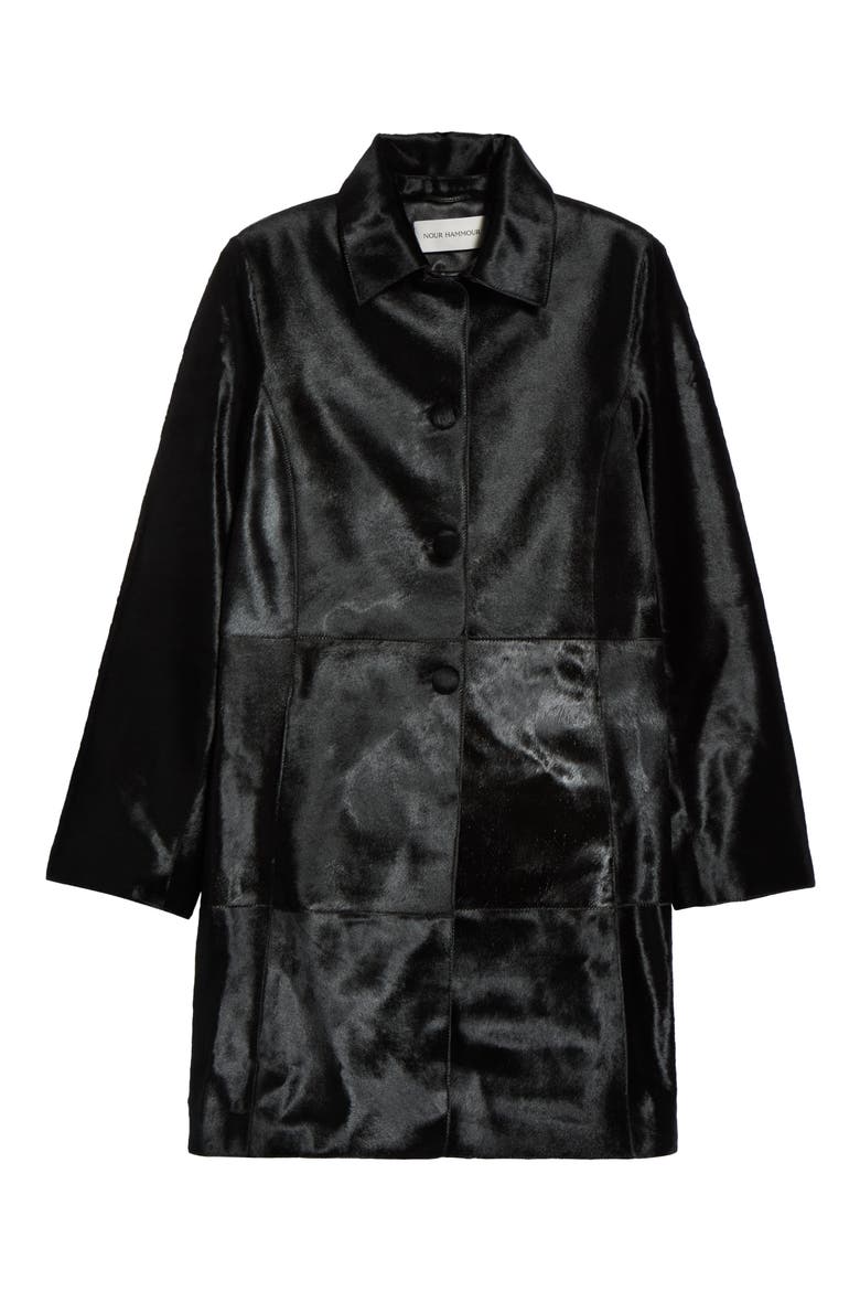 Stella Genuine Calf Hair Coat, Alternate, color, OBSIDIAN BLACK