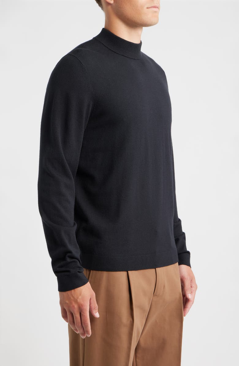 Open Edit Solid Mock Neck Sweater, Alternate, color, Black Caviar
