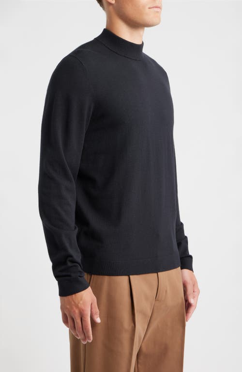 Open Edit Solid Mock Neck Sweater In Black