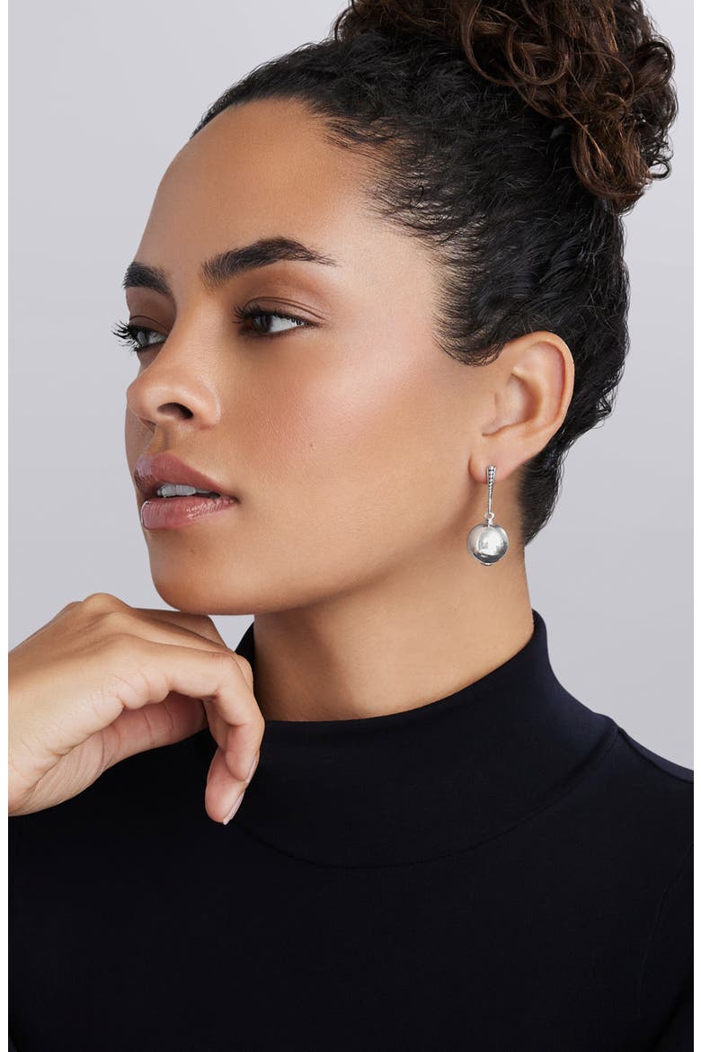 Caviar Bubbly Drop Earrings, Alternate, color, SILVER