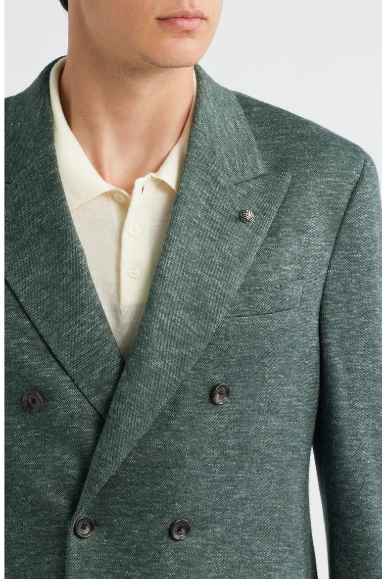 Hall COMFORTWEAR™ Green Mélange Knit Wool Blend Double Breasted Blazer, Alternate, color, SAGE