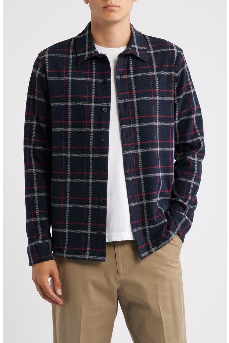 Continental Plaid Flannel Button-Up Shirt, Main, color, BLACK COMBO