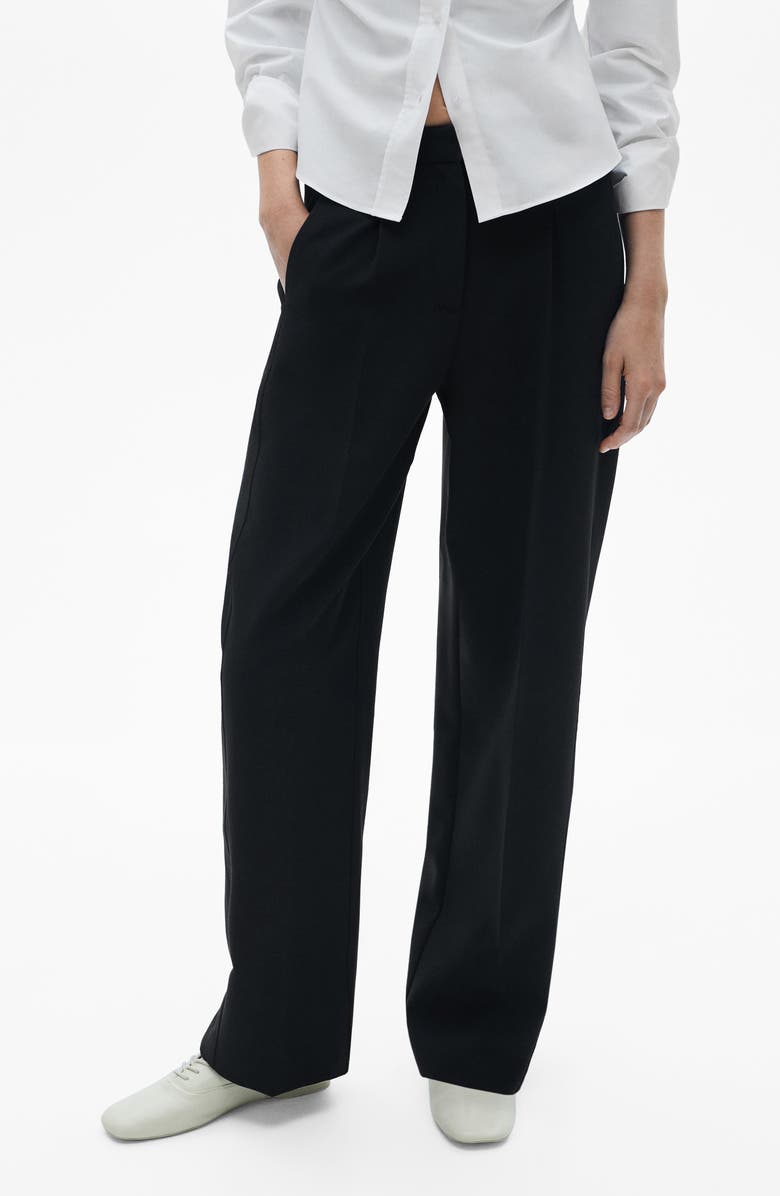 MANGO Pleat Front Stretch Straight Leg Pants, Main, color, 
