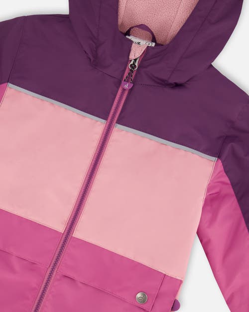 Deux Par Deux Little Girl's Colorblock Mid-season Jacket Pale Pink, Fuchsia, And Mauve In Pale Pink, Fuchsia, And Mauve