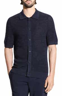 Theory Pacific Line Short Sleeve Linen & Cotton Blend Cardigan
