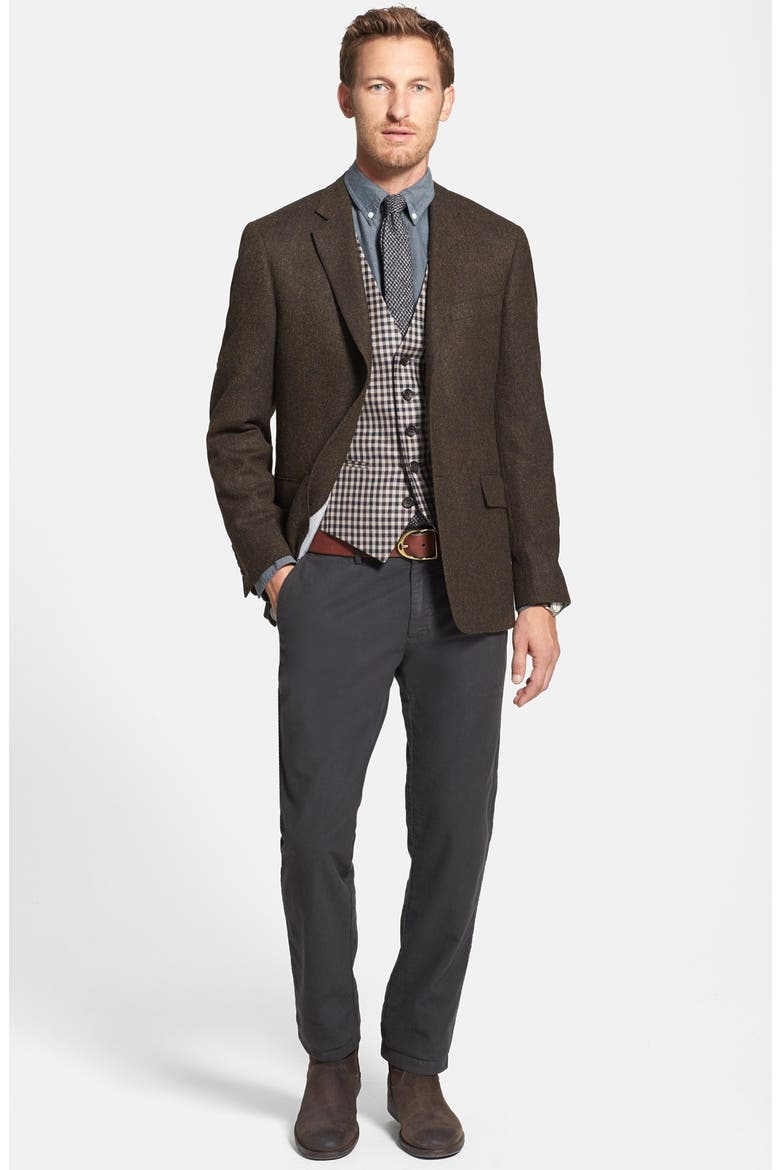 Trim Fit Tweed Sport Coat, Alternate, color, BROWN