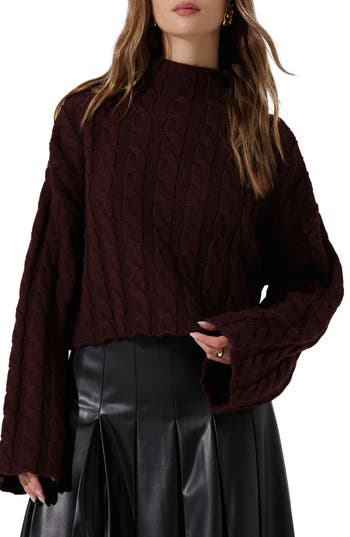Astr The Label Sloan Cable Stitch Sweater In Animal Print