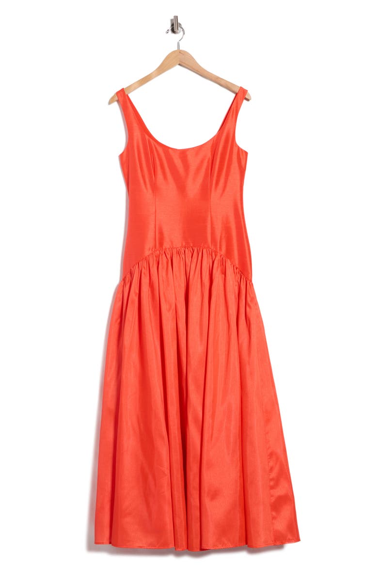 Ridge Midi Dress, Alternate, color, TANGERINE