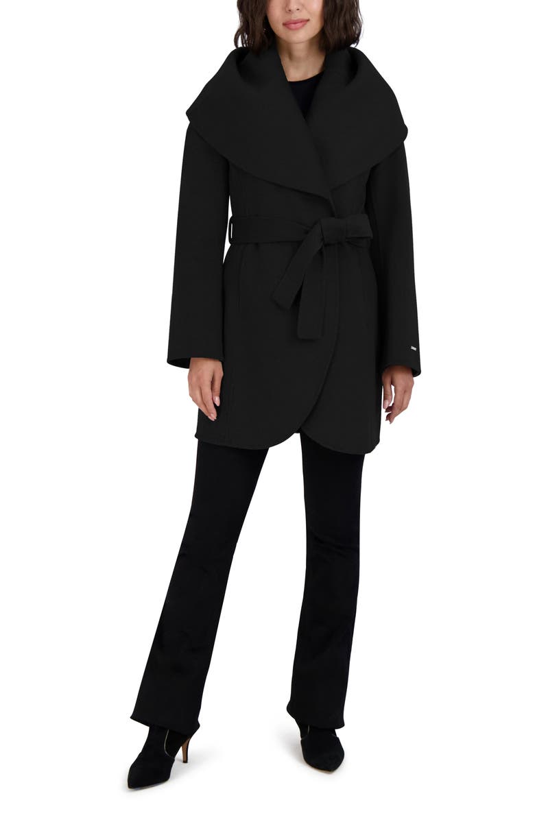 Tahari Marilyn Wool Blend Coat, Alternate, color, Black