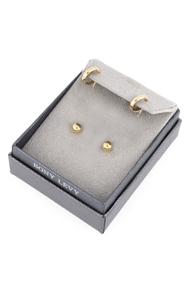 Bony Levy 14K Gold Set of 2 Ball Studs & Huggie Hoop Earrings, Alternate, color,