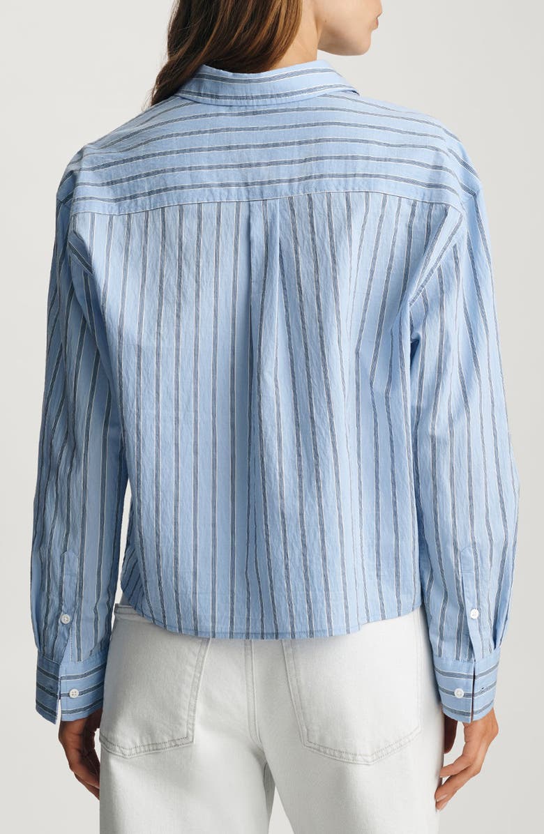 Mavi Jeans Stripe Long Sleeve Crop Cotton Blend Button-Up Shirt, Alternate, color,