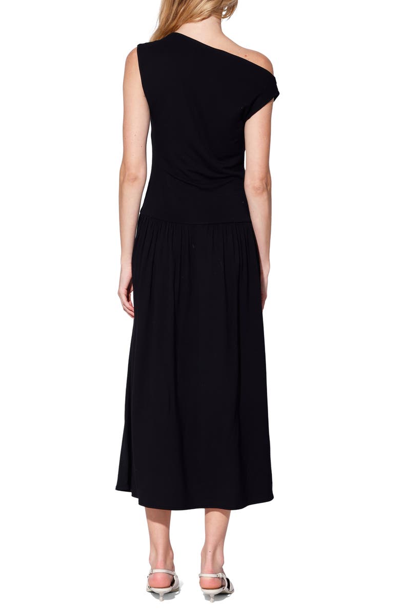 Walter Baker Fatima One-Shoulder Midi Dress, Alternate, color, Black