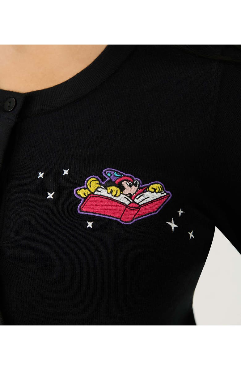 Unique Vintage Bookworm Cardigan, Alternate, color, Black Magic Print