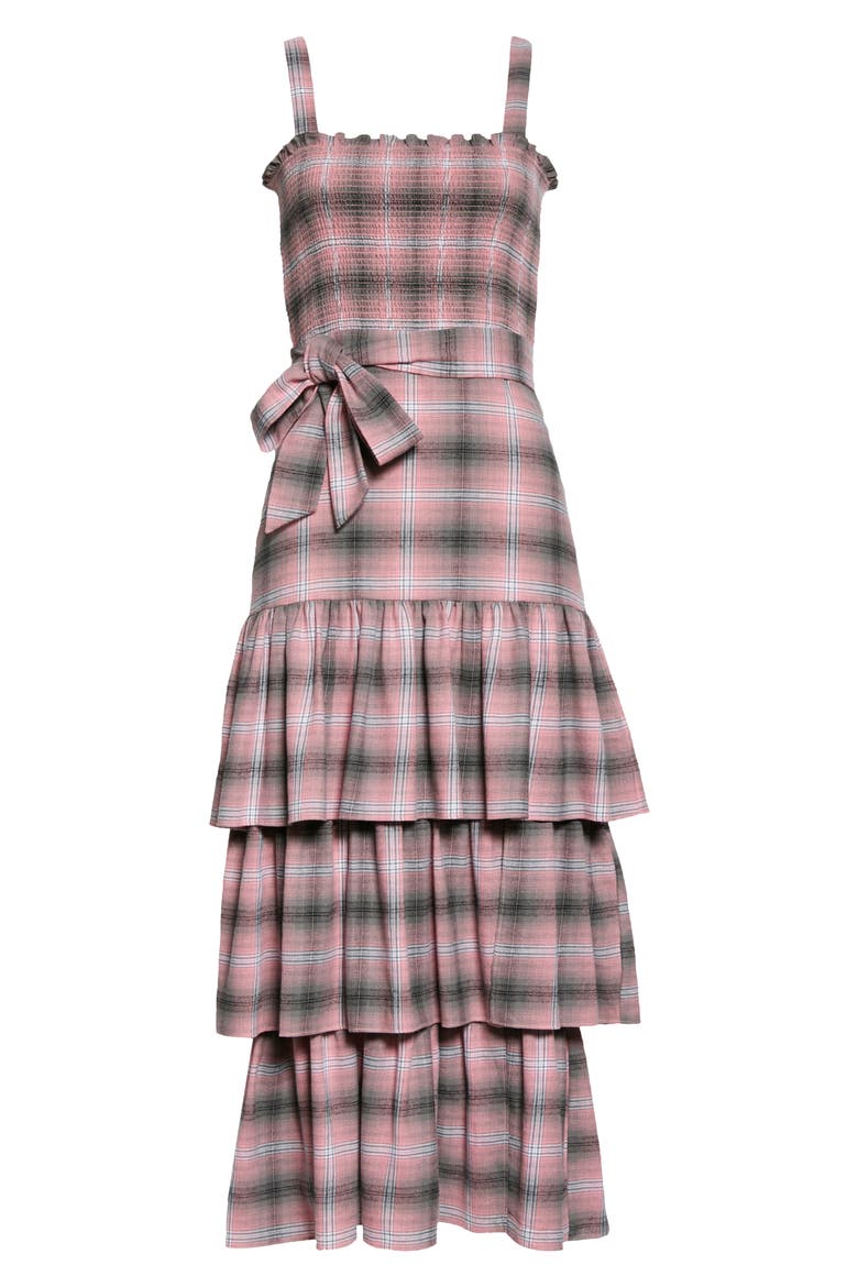 Paretti Plaid Smock Cotton Sundress, Alternate, color, PINK MULTI