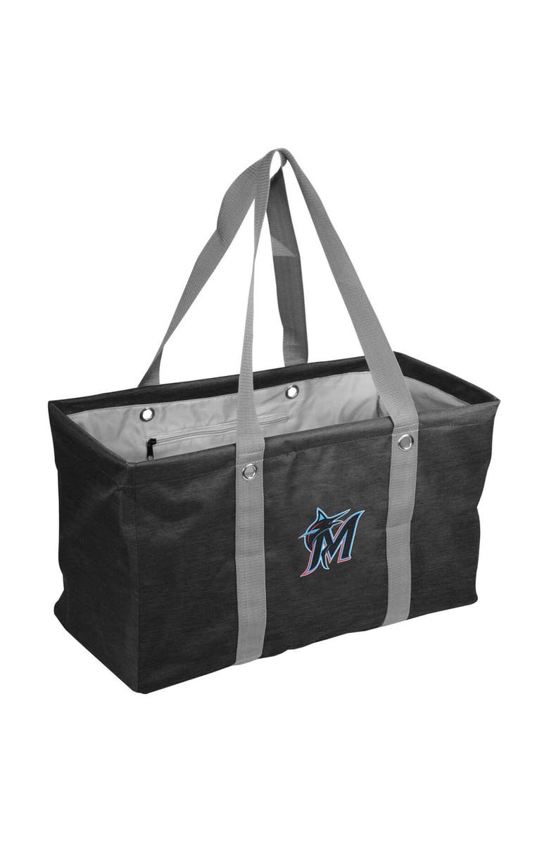LOGO BRANDS Miami Marlins Crosshatch Picnic Caddy Tote Bag, Main, color, Black