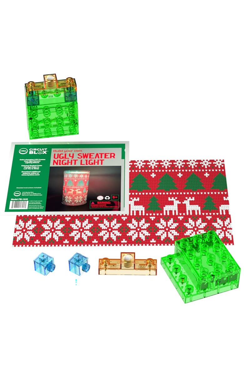 E-Blox Power Blox Byo Holiday Night Light Ugly Sweater Ages 5+, Alternate, color, Multicolored
