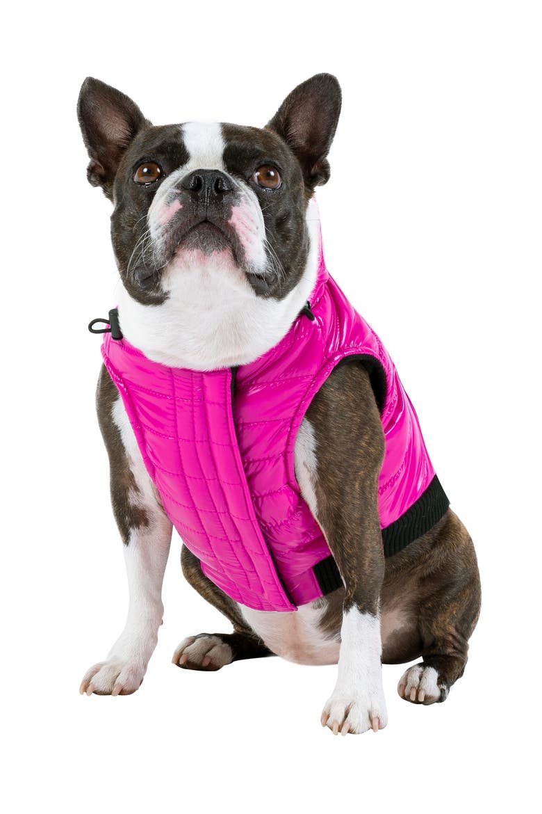 Shiny Puffer Vest, Main, color, PINK