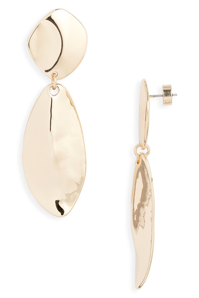 Molten Teardrop Earrings, Main, color, GOLD