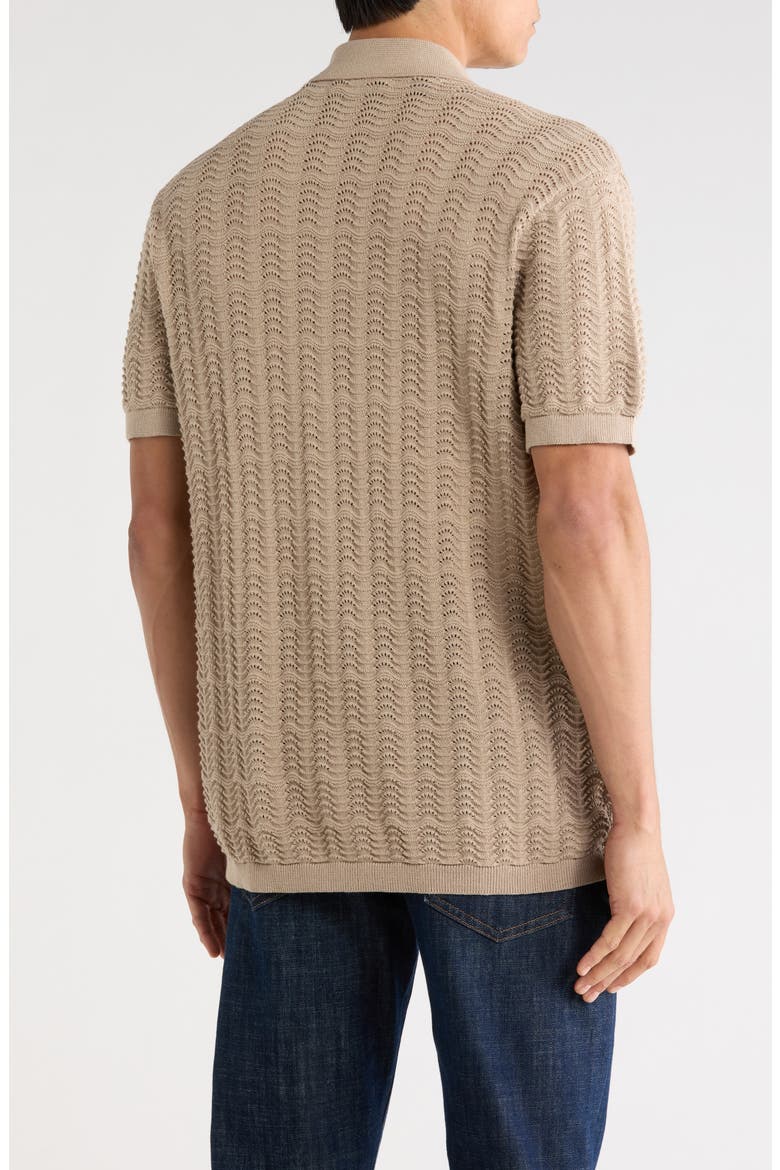 Wantelle Short Sleeve Pointelle Knit Button-Up Shirt, Alternate, color, STRING