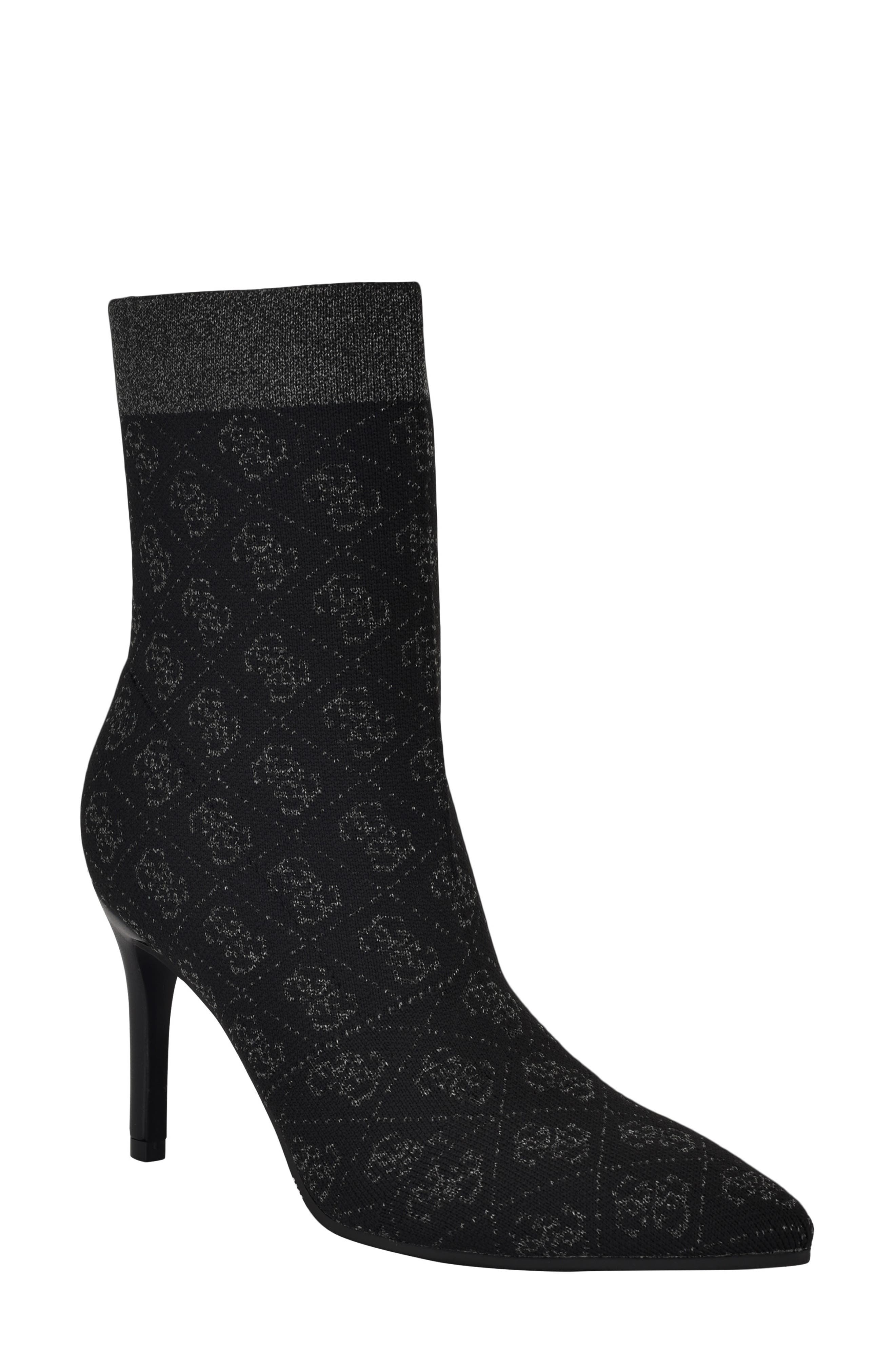 Guess Richerynt Knit Stiletto Bootie In Black