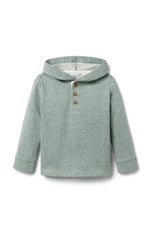 Janie And Jack Herringbone Hooded Sweatshirt In Green