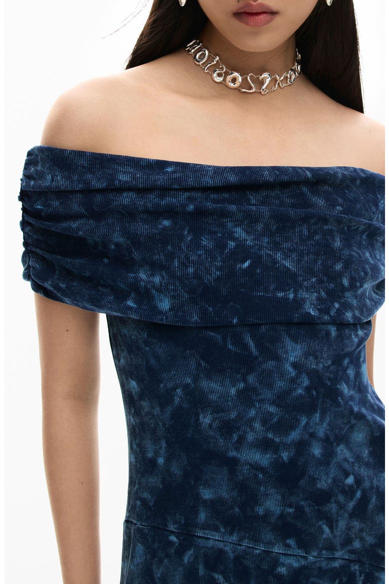 Off the Shoulder High-Low Dress, Alternate, color, BLUE