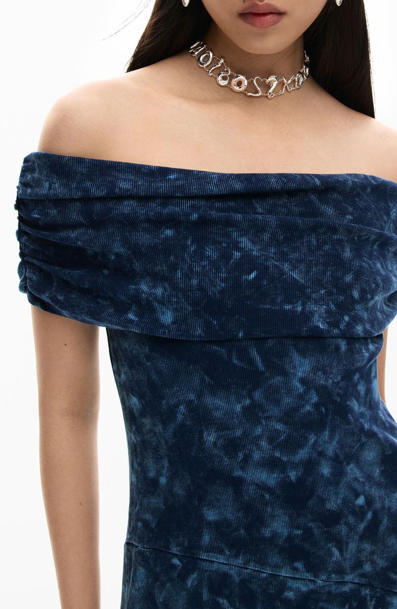 Desigual Off the Shoulder High-Low Dress, Alternate, color, Blue