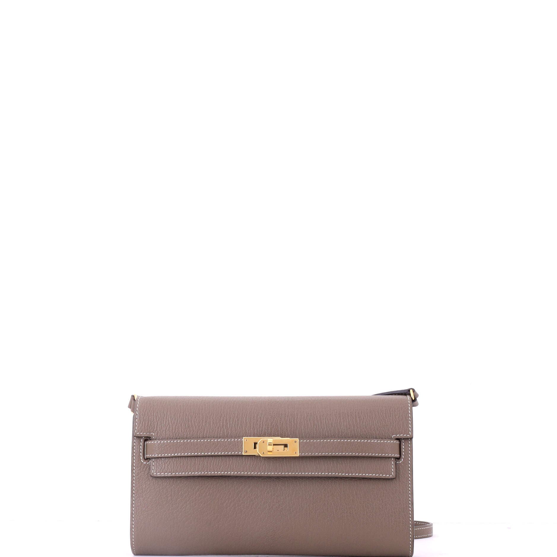 Pre-Owned Hermes Kelly To Go Wallet Chevre Mysore, Main, color, Etoupe