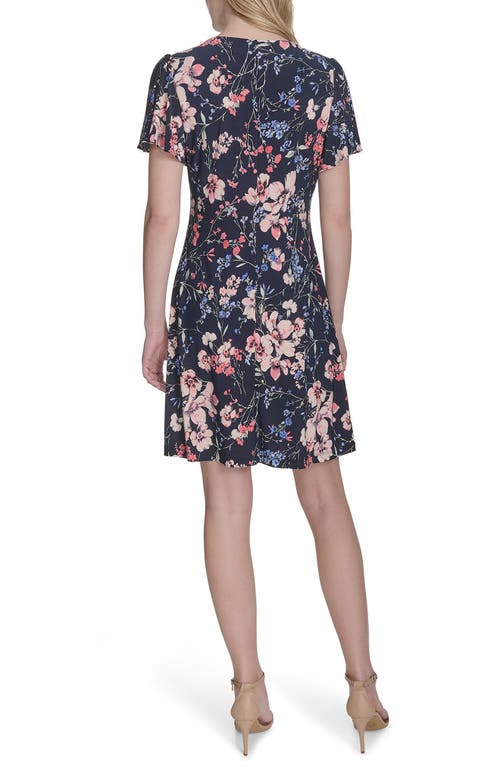 Tommy Hilfiger Floral Flutter Sleeve Jersey Shift Dress