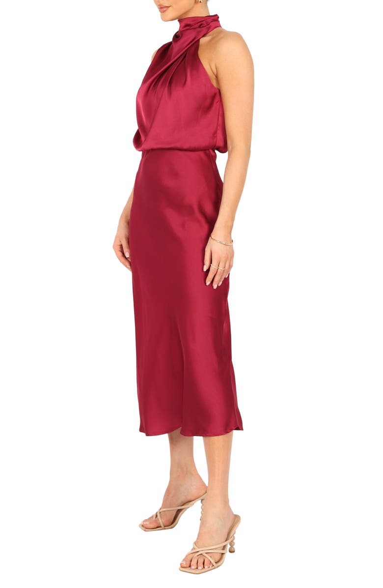 Petal & Pup Anabelle Halter Neck Satin Midi Dress, Alternate, color, 