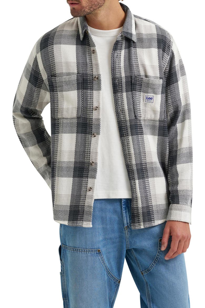 Plaid Woven Cotton Button-Up Overshirt, Main, color, REBEL NAVY PLAID