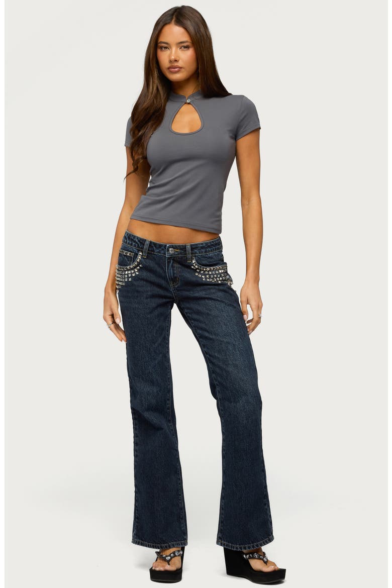 Magnus High Neck Keyhole Top, Alternate, color, GRAY
