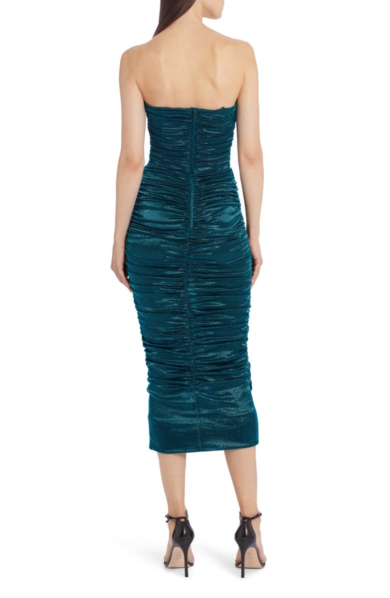 Dolce&Gabbana Ruched Strapless Lamé Body-Con Midi Dress, Alternate, color, 