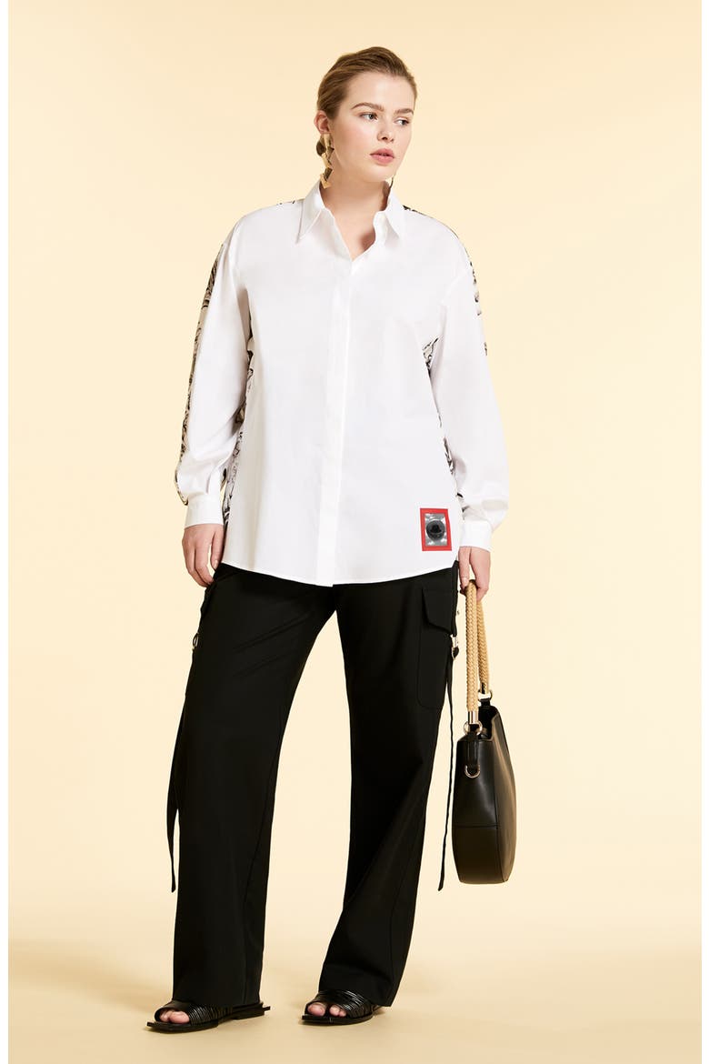 Floral Print Back Button-Up Shirt, Alternate, color, WHITE