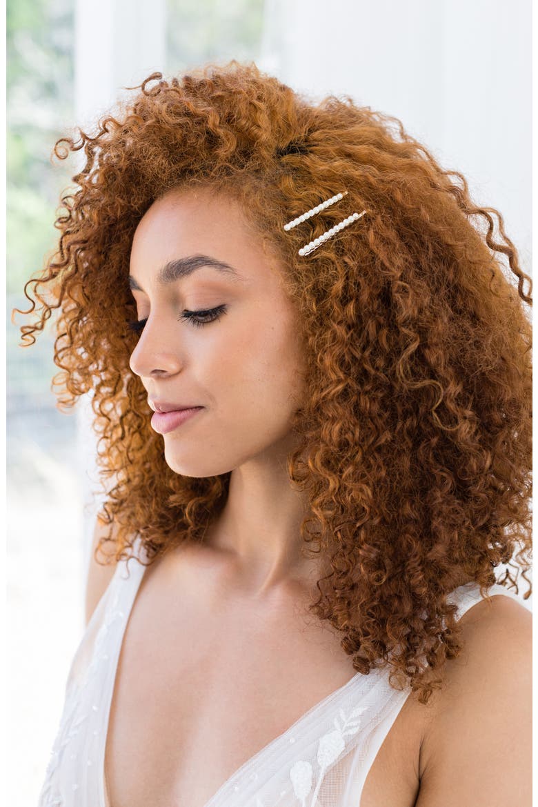 Adaline 2-Piece Imitation Pearl Bobby Pin Set, Alternate, color, SILVER