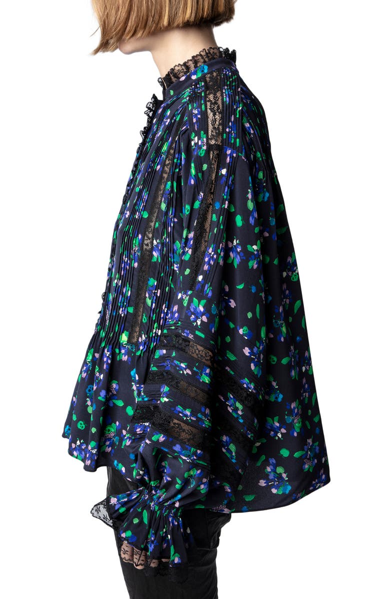 Zadig & Voltaire Tritelia Bianca Floral Silk Crêpe de Chine Blouse, Alternate, color, 