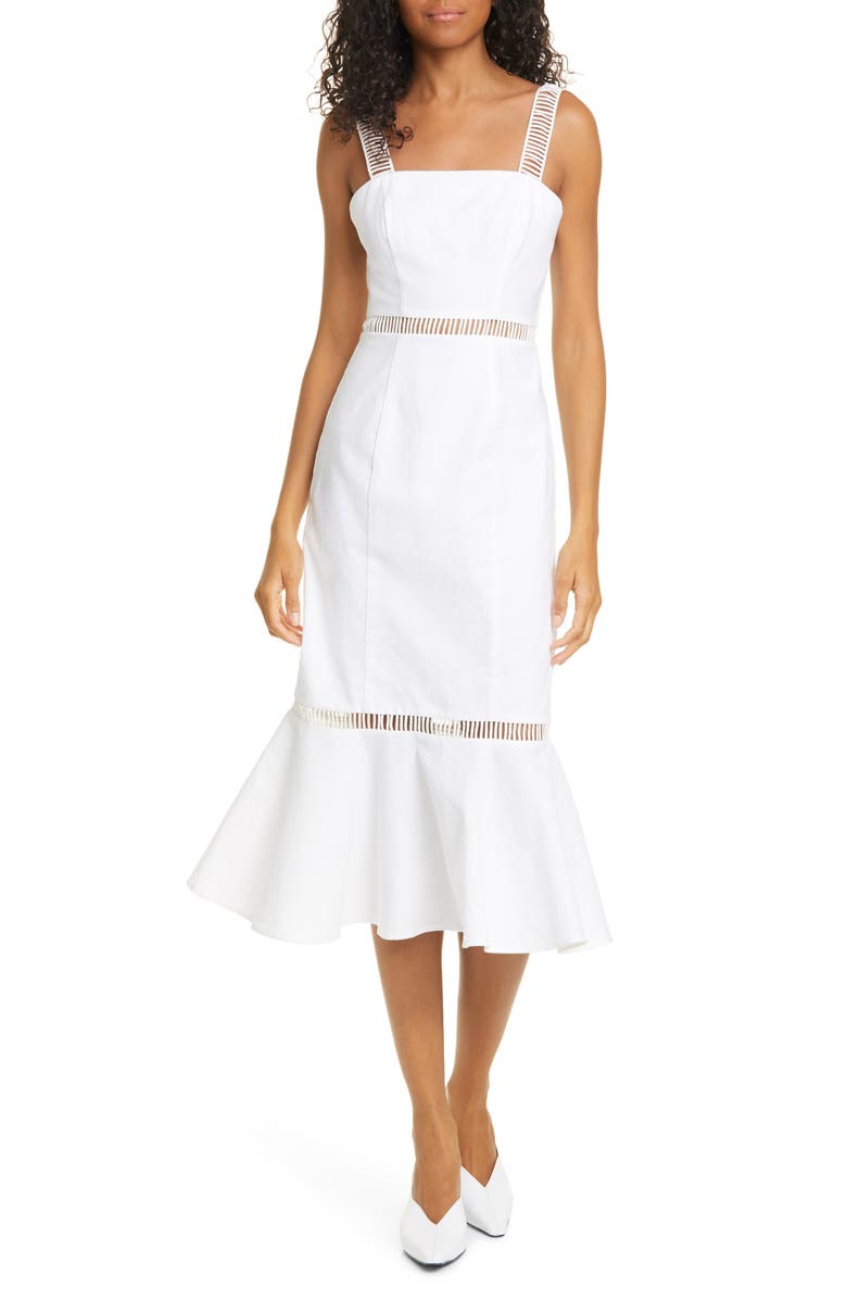 STAUD Lychee Ladder Stitch Midi Dress, Main, color, 