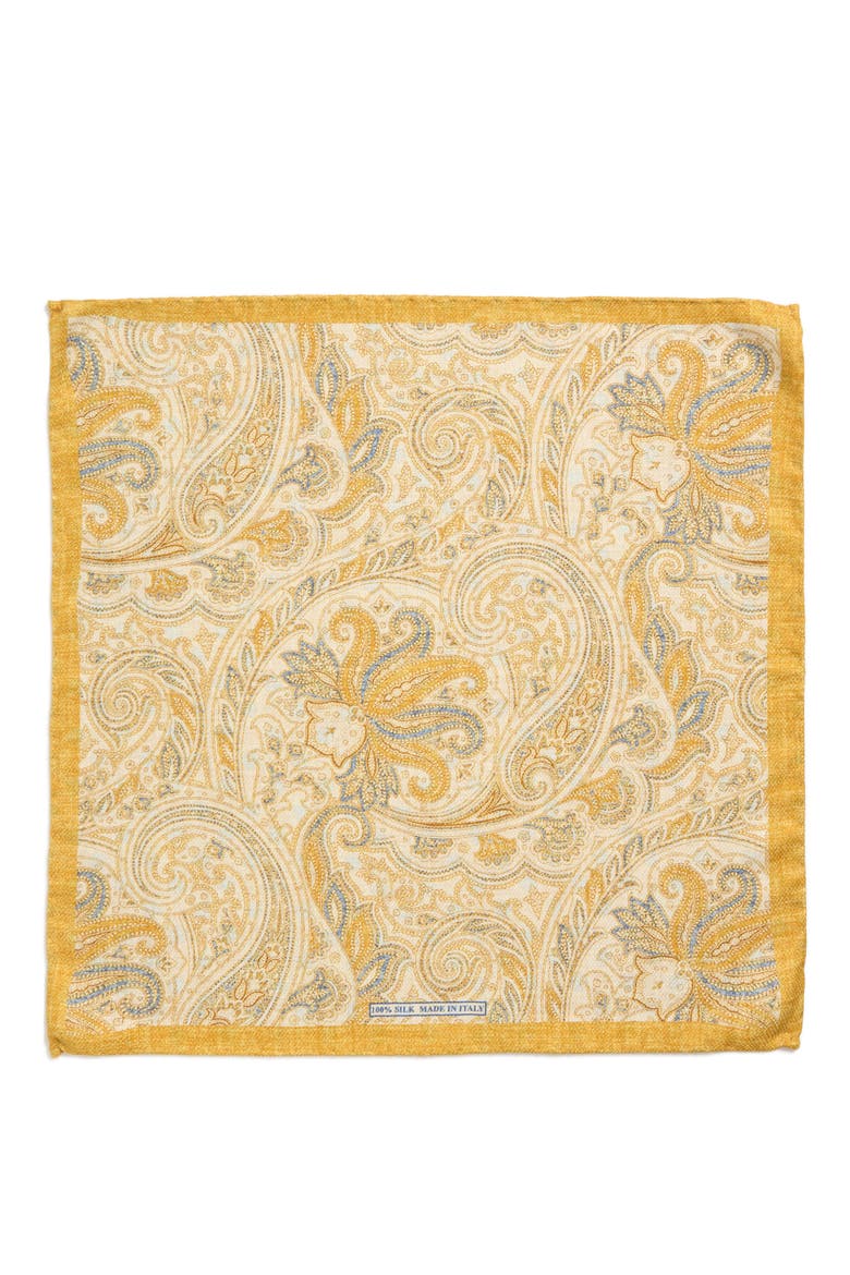 Paisley Silk Pocket Square, Alternate, color, YELLOW