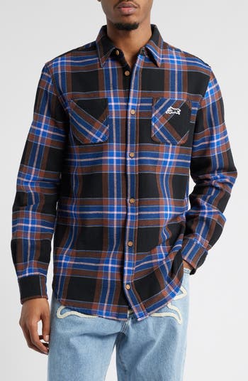 Big Drip Cotton Flannel Button-Up Shirt