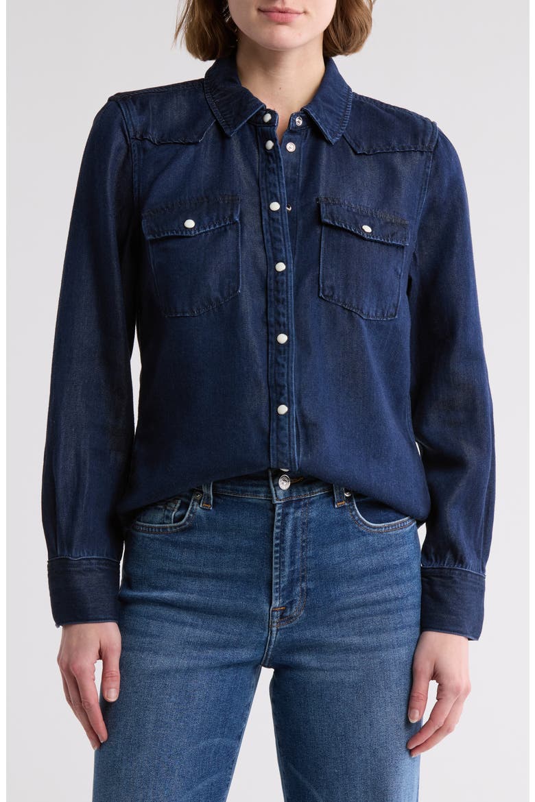 Western Denim Shirt, Main, color, DARK INDIGO