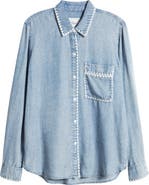 Rails Saya Embroidered Detail Chambray Button-Up Shirt