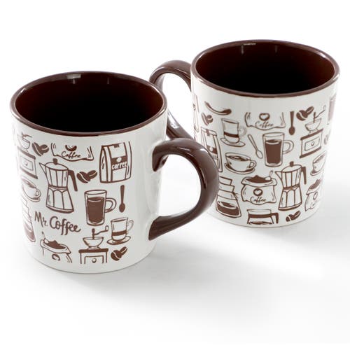 Mr Coffee Mr. Coffee Vintage Brew 4 Piece 18 Ounce Coffee Maker Stoneware Mug Set In Brown