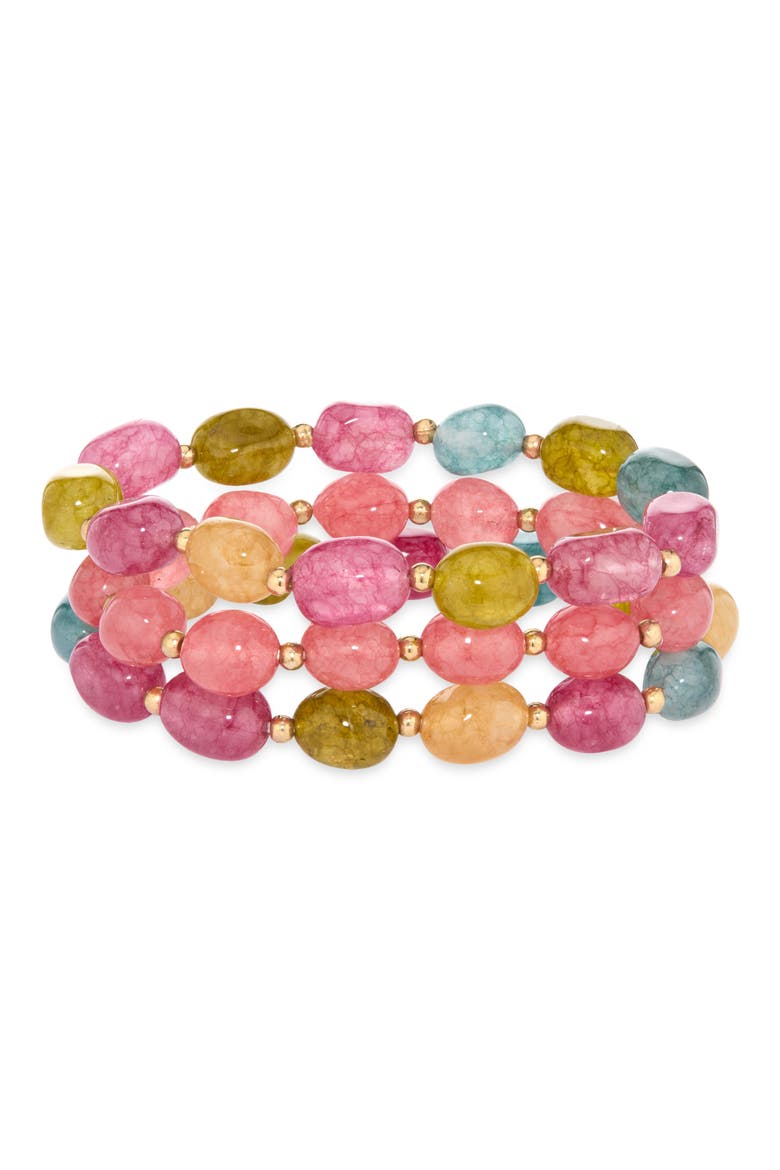 Set of 3 Beaded Stretch Bracelets, Main, color, BLUSH/ MULTI